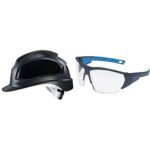 Uvex 9772930 Pheos B-WR - Casco de protección + Gafas de Seguridad i-Works, Azul/Claro