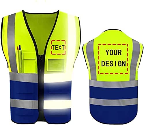 Chaleco de seguridad de alta visibilidad, personaliza tu logo, ropa de trabajo protectora, 5 bolsillos con tiras reflectantes, chaleco de trabajo al aire libre