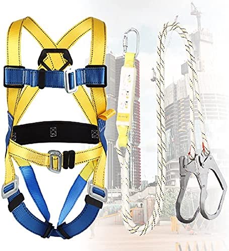 HENGLE Kit completo de arnés de seguridad para el cuerpo, arnés de detención de caídas para escaleras de techo, arnés de escalada para escalada de árboles, montañismo, rescate de incendios necesario