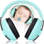 Orejeras con ruido de ruido Reducción de ruido Protección para los oídos Defensores Protección auditiva 25dB NRR Auriculares con sonido para bebés(17 * 16 * 8cm-Verde)
