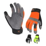 Vgo... 3 pares de guantes de trabajo de cuero sintético y elastano para almacenamiento, artesanía y mecanica, palma con capa interior de espuma (SL7584)